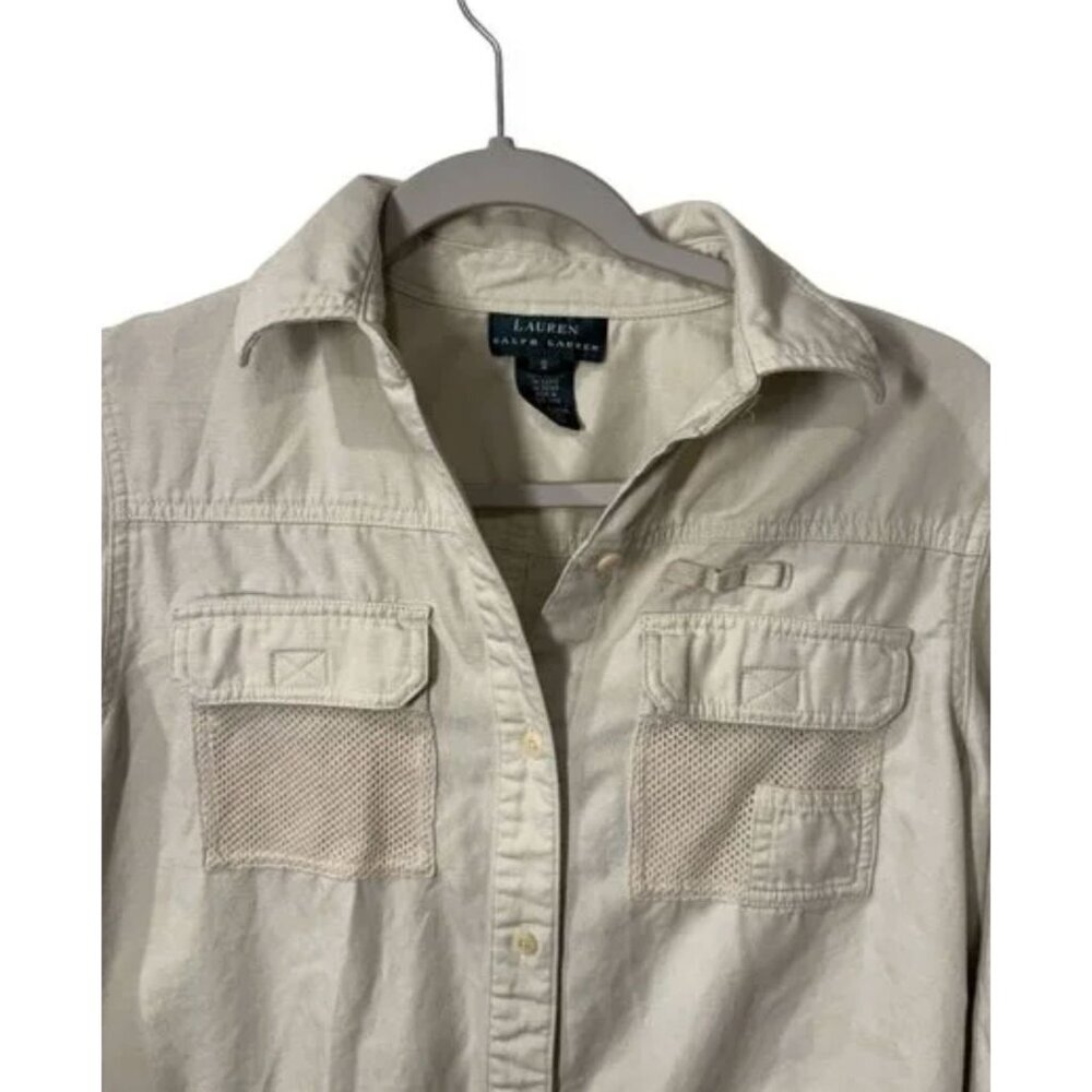 Lauren Ralph Lauren Beige Cotton Utility Shirt Womens S - Picture 4 of 4
